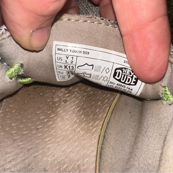 Hey Dude Gray and Green slip on Shoes Youth size 1 Ladies size 2 - Picture 6 of 6